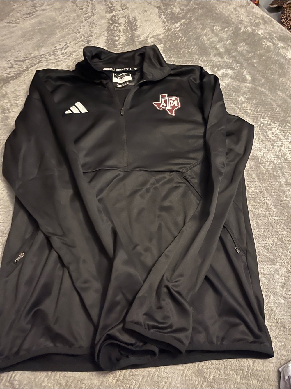 adidas Black Texas A&M Quarter-Zip Logo Pullover